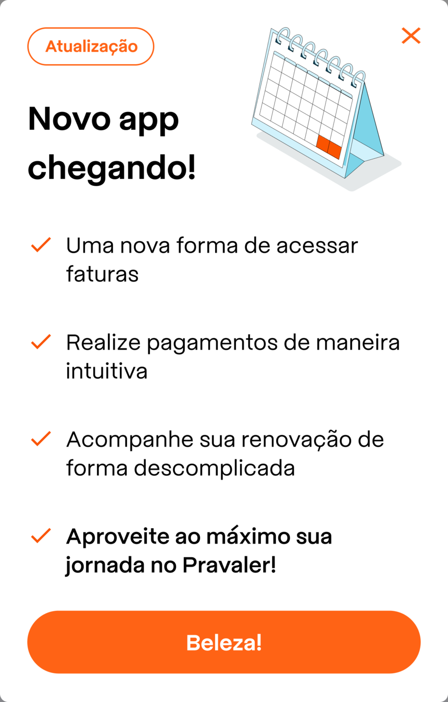 Novo app chegando! modal
